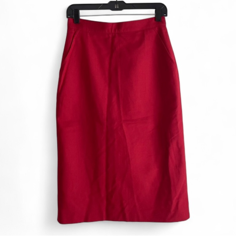 Giorgio Sant'Angelo 100% Wool Red Pencil Midi Skirt Size 8